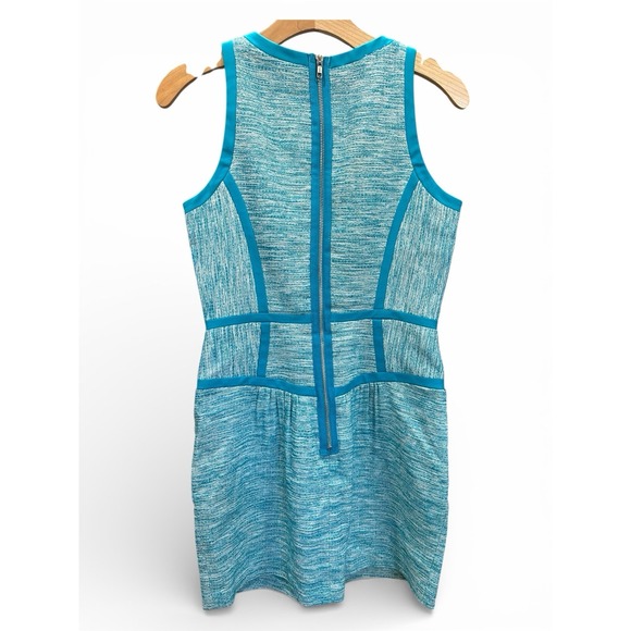 Milly Of New York Sleeveless Halter Tweed Mini A-Line Dress Turquoise 6 - Picture 2 of 12